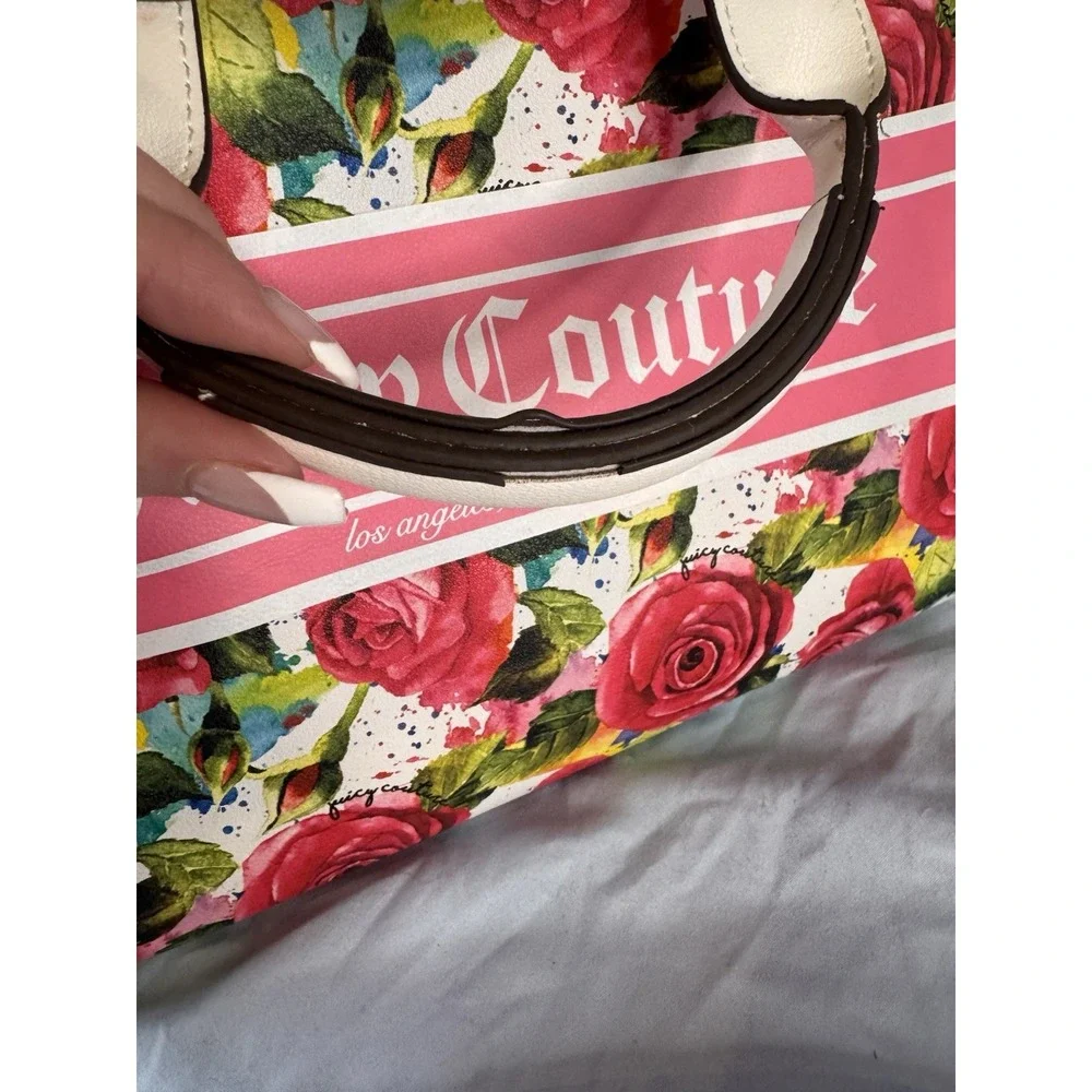 Juicy Couture Multi Rose Crossbody Gold Color‎ Hardware Pink & White Handles